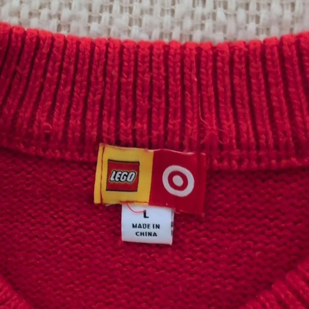 Lego‎ Sweater Men's Orange L Pullover Preppy Classic Crewneck